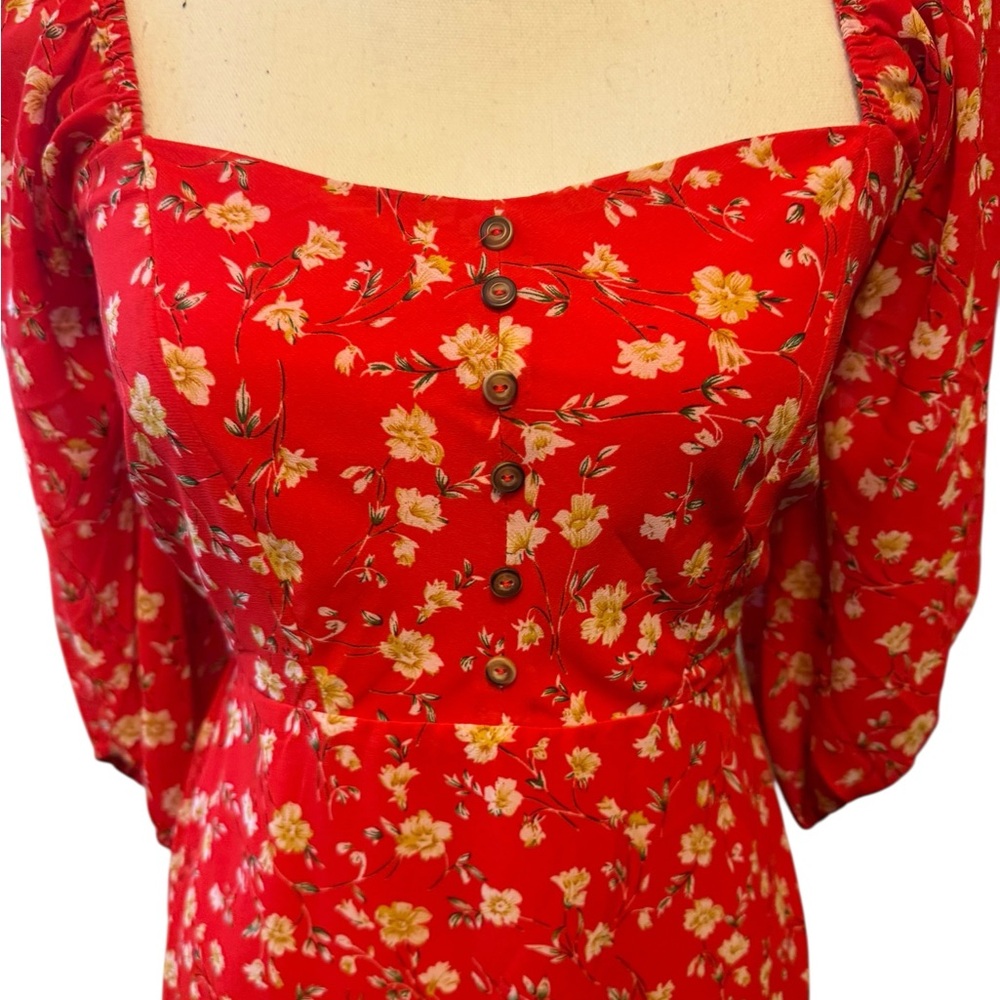 Lulus Trixiebelle Red Floral Print Dress size small - Picture 10 of 11